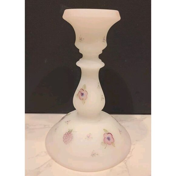 Fenton Other - Fenton Glass Berries & Blossoms Candlestick Holder Satin Custard Only (1) 6"